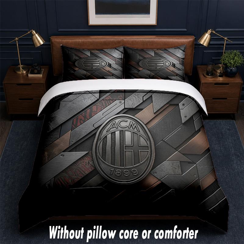 AC Milan Design Pościel Zestaw pościeli 1 poszewka na kołdrę + 2 poszewki na poduszki Miękka oddychająca domowa pościel
