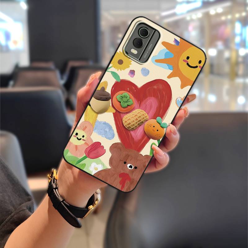 Silicone Fashion Design Phone Case For Nokia C32 Phone Pouch Back Cover Anti-dust Cartoon Full Wrap Waterproof TPU Cute