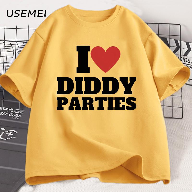 I Love Diddy Parties T Shirt Men's Funny Offensive Sarcastic Novelty T-Shirt Men Women Cotton Short Sleeve Round Neck Tshirt Top