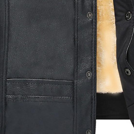 Men Vest V Neck Sleeveless All Match Faux Leather Windproof Extra Warm Motorcycle Waistcoat for Work