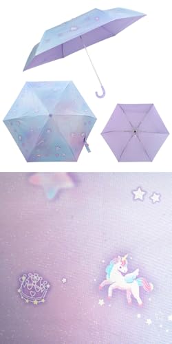 Mother Garden Unicorn Children's Folding Umbrella, 50cm, for Sun and Rain