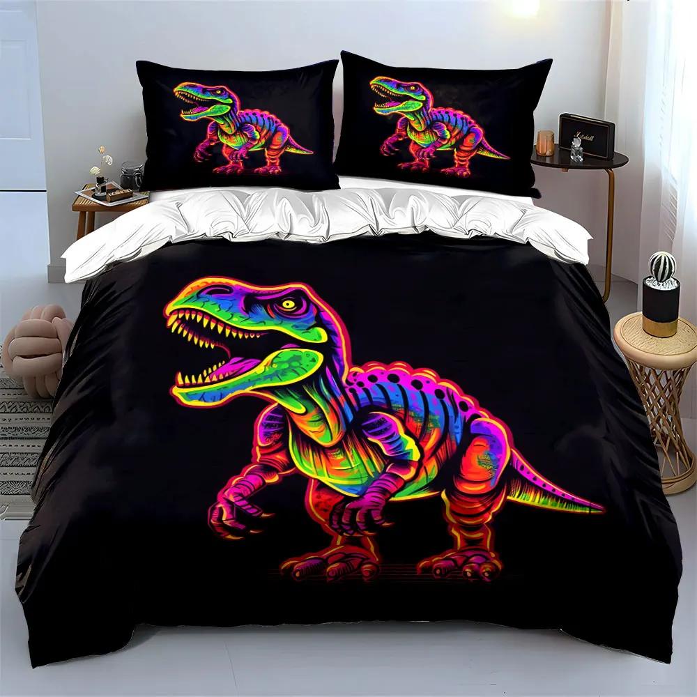 "Glow Dinosaur Art Decor Set" Soft Comfortable Duvet Cover Bedding Set Included 1*Duvet Cover & 2*Pillowcases gift