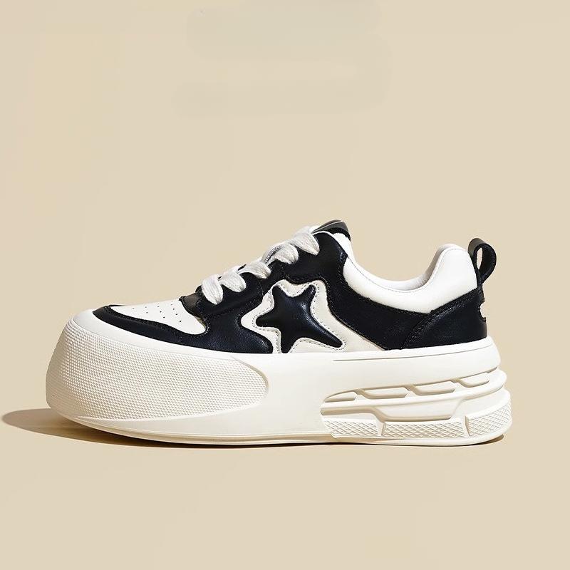 Genuine Leather Platform White Shoes Women's Shoes Early Spring New Hight Increasing Board Shoes Big Head Shoes Versatile Casual Sneaker