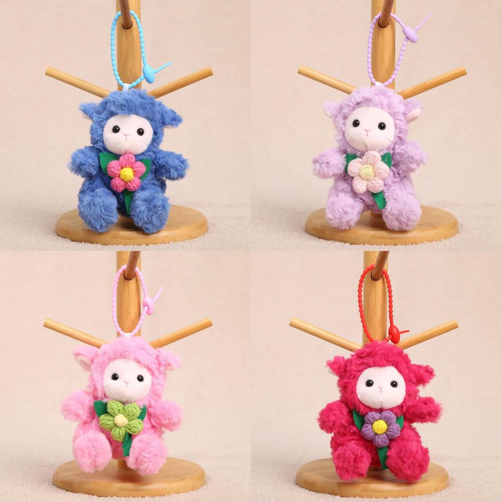 Plush Sheep Keychain With Knitted Flower Design For Girls And Women Accessories