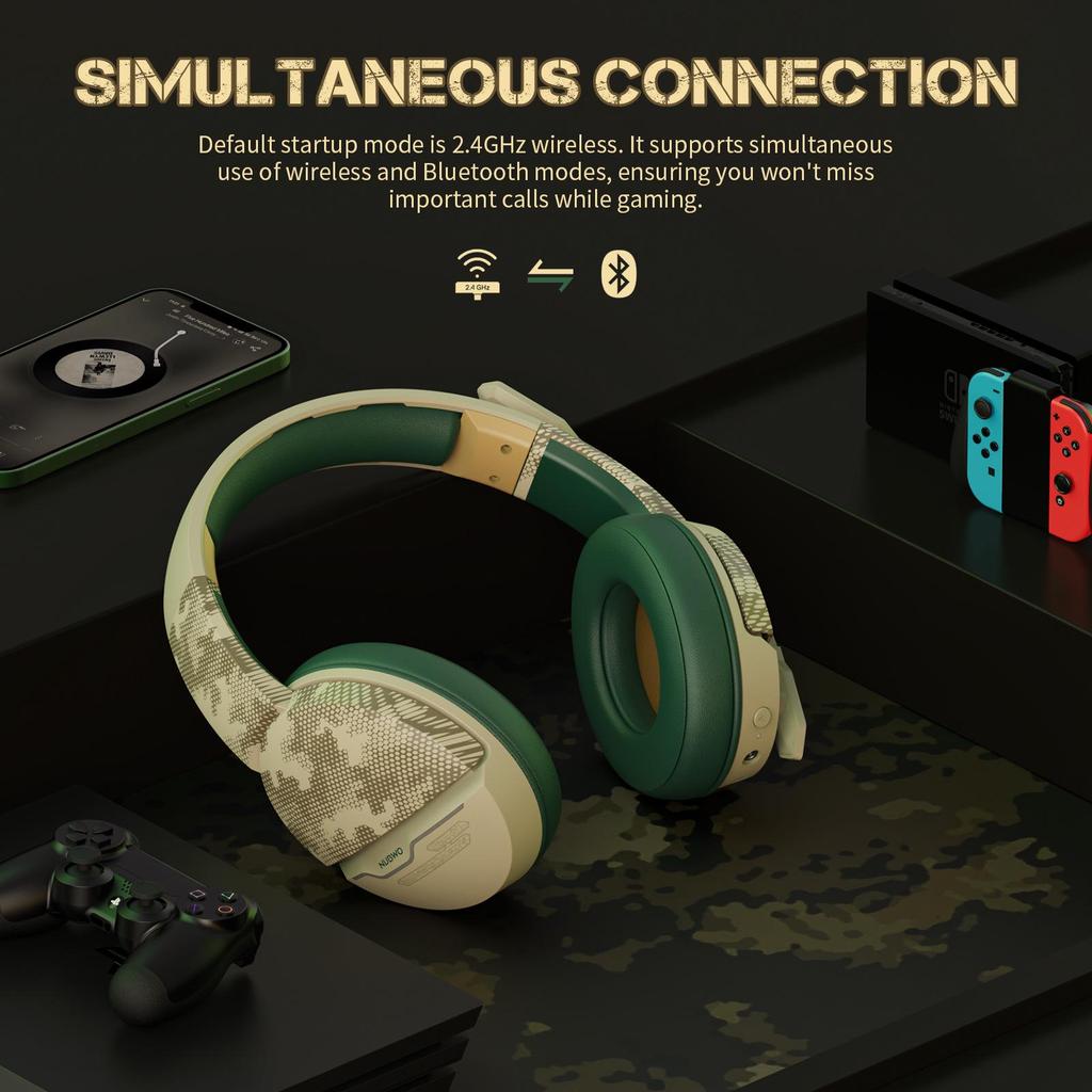 NUBWO G08 Wireless Over-Ear Gaming Headset - Stereo 2.4G Bluetooth for E-sports & PUBG