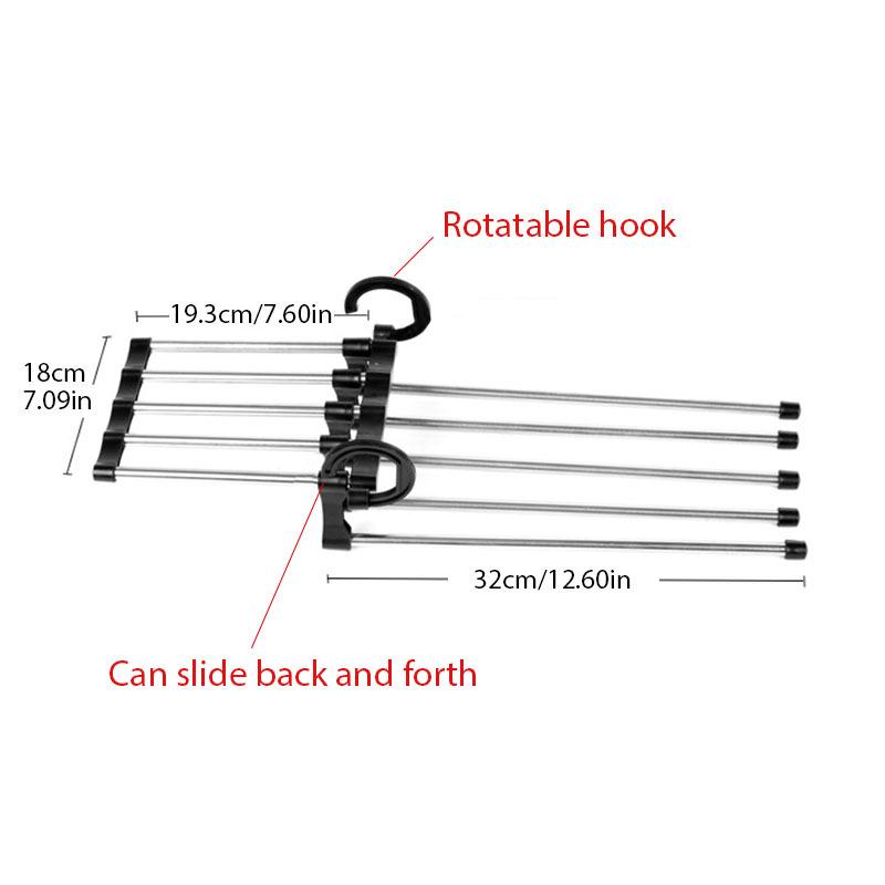 Five In One Magic Stainless Steel Hanger with Retractable Multifunctional Pants Rack