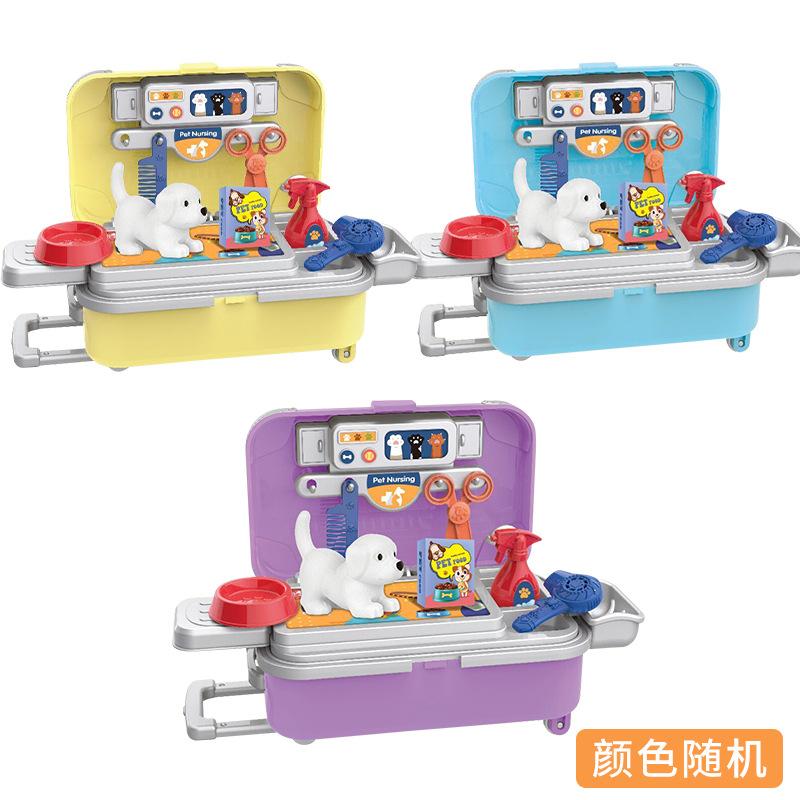 Simulation Mini Cute Pet Trolley Suitcase Toy Children'S Play House Dresser Storage Suitcase Set