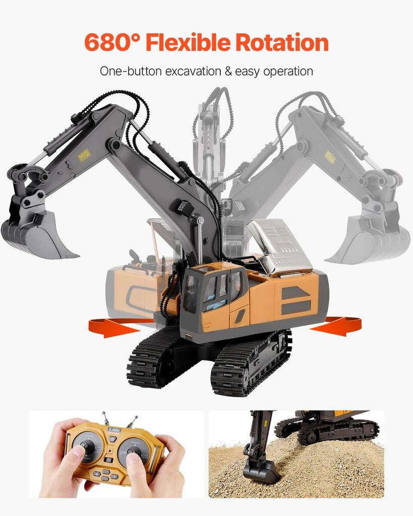 Remote Control Excavator Toy 11 Channel 1:20 Scale RC Excavator Digger