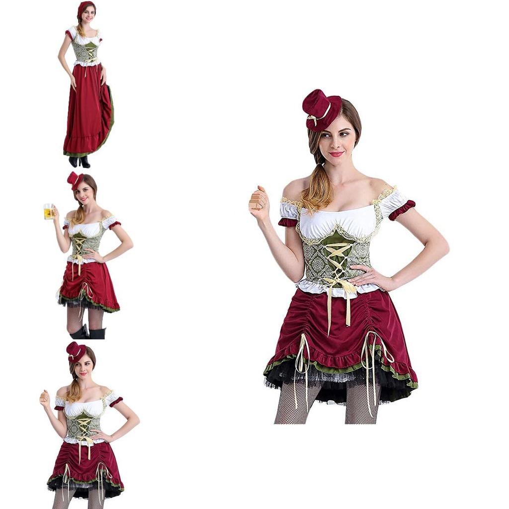 Damen Oktoberfest Cosplay Kostüm mit dehnbarer Rundhalsbluse