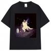 Funny Cat Smoking Meme Graphic TShirts Unisex Unisex Creativity Popular Cat Lover T Shirt Cool Oversized Cotton Vintage Tee Shirts