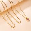 18K Gold Plated Three-Layer European Court Style Clavicle Necklace with Rectangular Cubic Zirconia