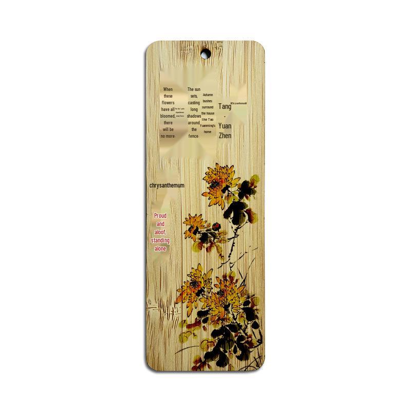 Chinese Style Bookmark: Creative Nan Bamboo with Plum, Orchid, Bamboo, Chrysanthemum Tassel – Inspirational Gift for Teachers