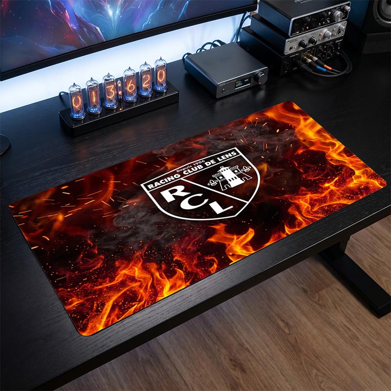 Lens FC Theme Pattern Mouse Pad, Soccer Logo Design XXL Gaming Desk Mat Non-Slip Computer Mouse Pad
