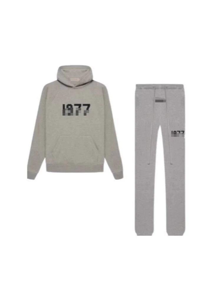 Men's 1977 Digital Print Hoodie & Joggers Two-Piece Set - Long Sleeve Autumn Winter Sportswear