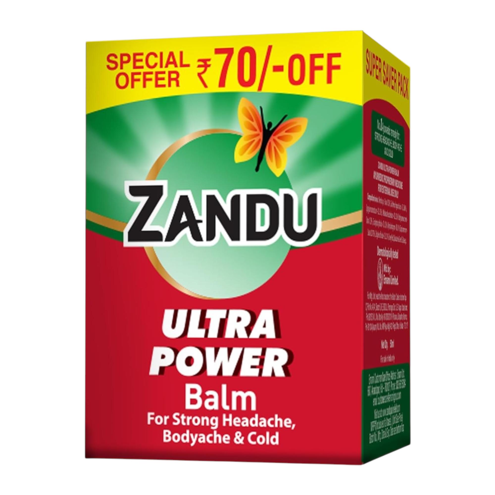

Zandu Ultra Power Balm 50 ML Pack of 1 | Relief for Headache, Muscle, Joint & Body Pain