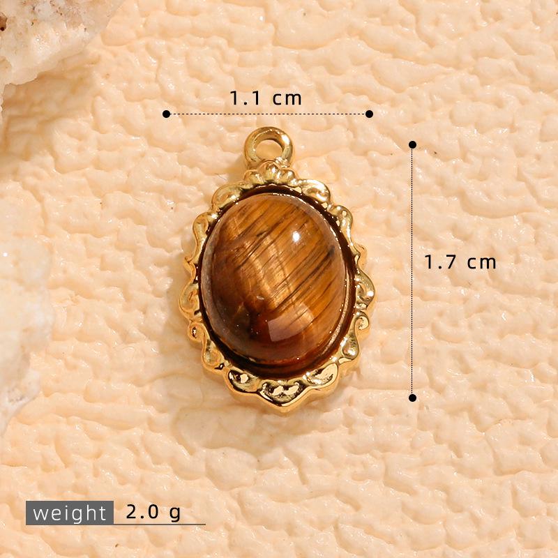 Irregular 3D Tiger's Eye 18K Gold Plated Stainless Steel Pendant Necklace.