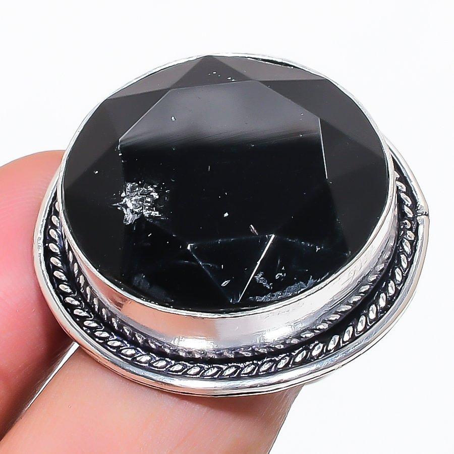 Black Spinel Gemstone 925 Sterling Silver Jewelry Ring Size 7