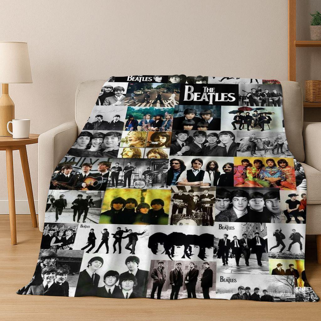 Coperta Flanella 3D B-Beatles Rock Band Star Morbida Calda Plaid per Letto Camera da Letto Soggiorno Viaggio Campeggio Picnic Regalo