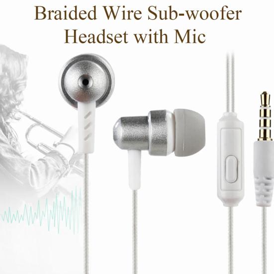 Bass Wired In-Ear Sports Headphones with Mic HIFI HD-compatible Sound High Frequency Braided Wired 3.5mm Headphones