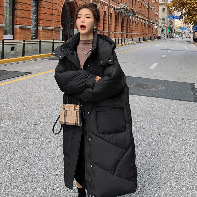 

down cotton-padded clothes, over-the-knee cotton-padded clothes, women s loose medium and long Korean version of the cotton-padded jacket. 3XL Recommended 160-90kg чорний