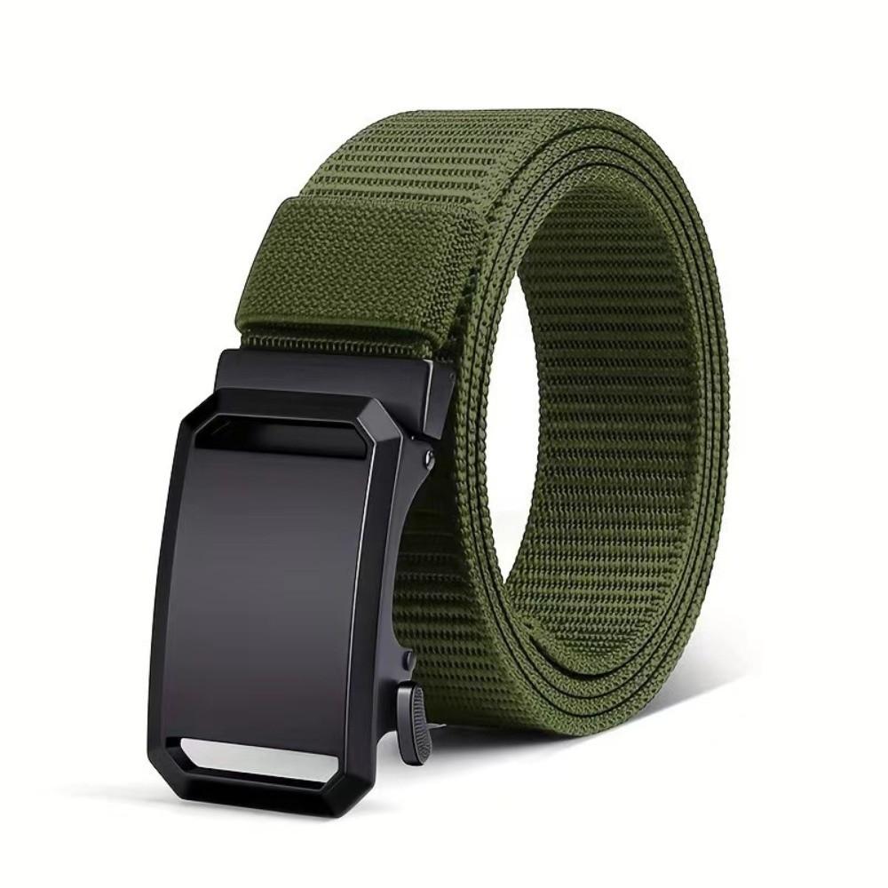 Trendy Luxury Brand Design Men Canvas Belt Training Casual Automatic Buckle Waistband Simple Weave Waist Band