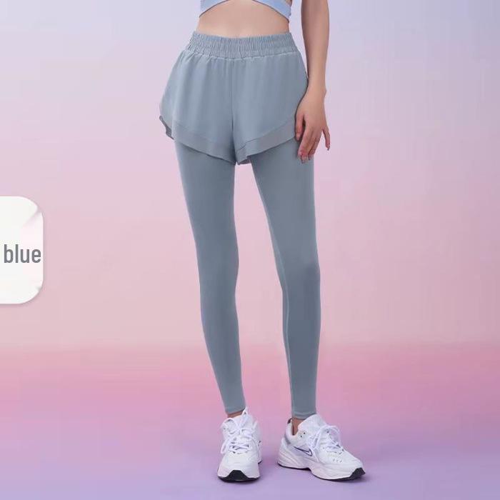 High-Waist Nude Feel Yoga Leggings with Pocket for Women S синий