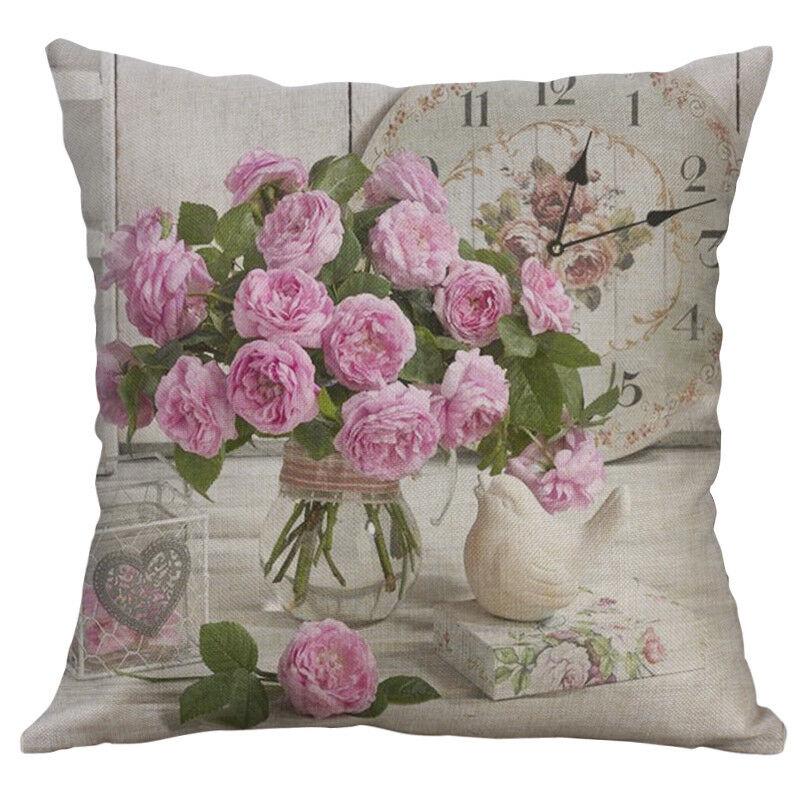 Vintage Flower Cotton Linen Cushion Cover Soft Decorative Pillow Case For Home Comfort