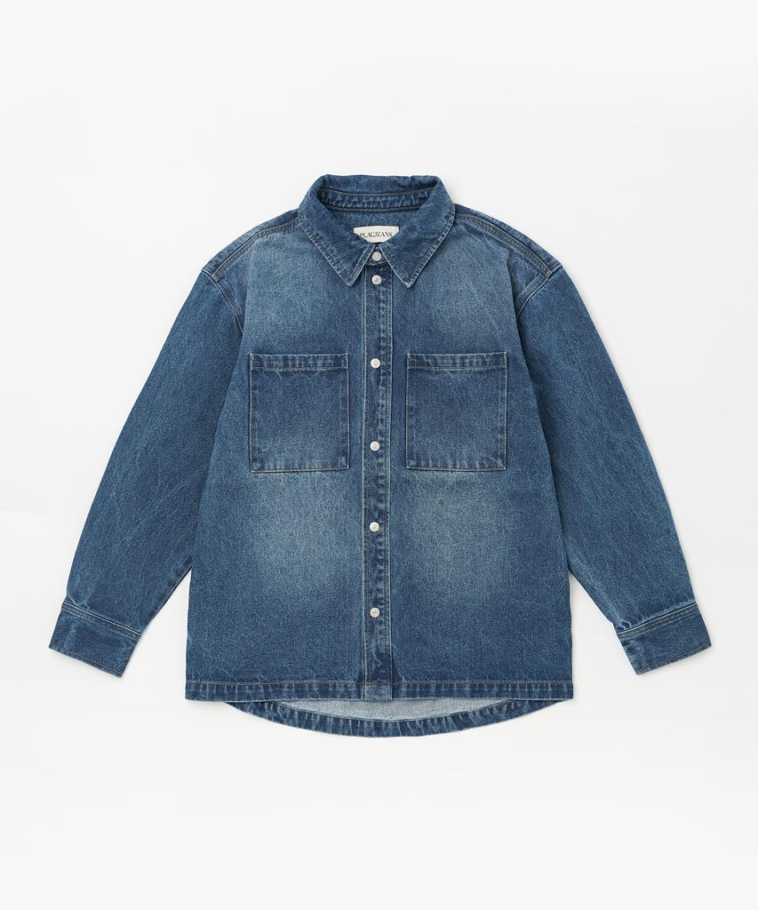Plac Washed Denim Shacket Mid Blue