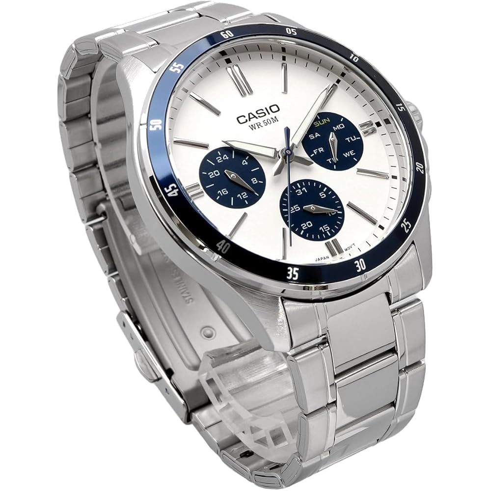 Casio Standard Quartz Men's Watch MTP-1374D-7A2V 24-Hour Display Silver Stainless Steel White Dial