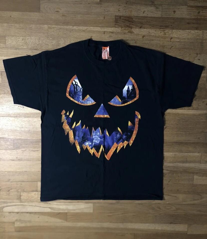 Y2K PUMPKIN SPOOKY FACE TEE L