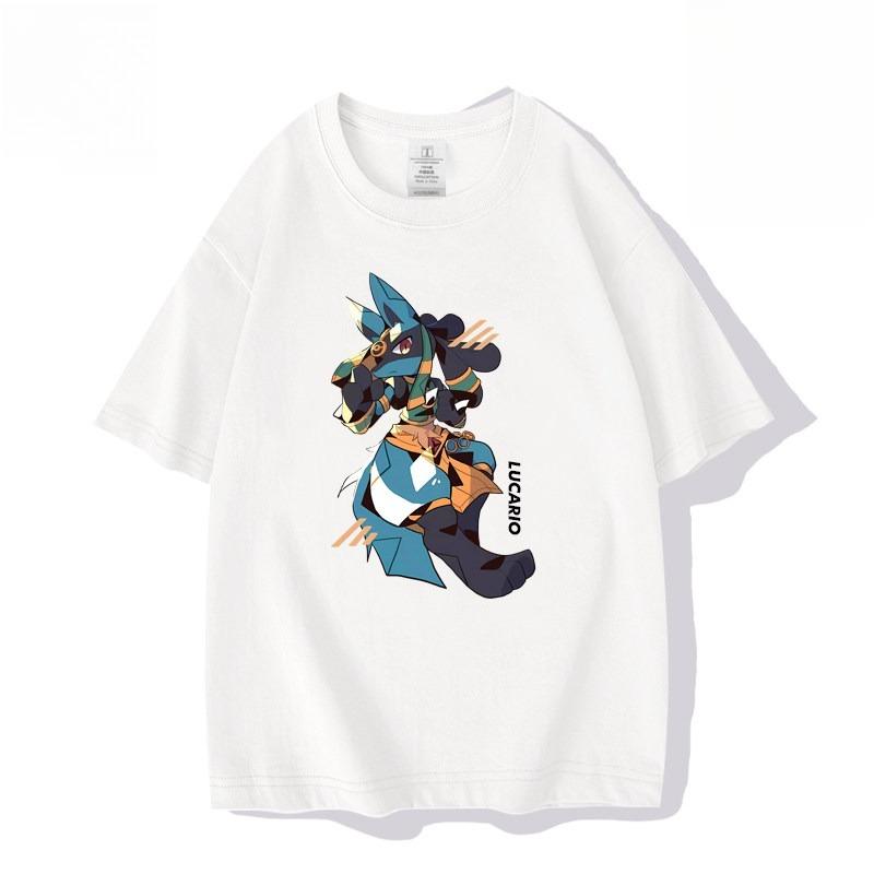 Lucario Elf Pokmon Anime Printed Tshirt Summer Unisexs And Unisexs Tshirt Trendy Loose Casual Y2k Short Sleeve Tops 2026 New