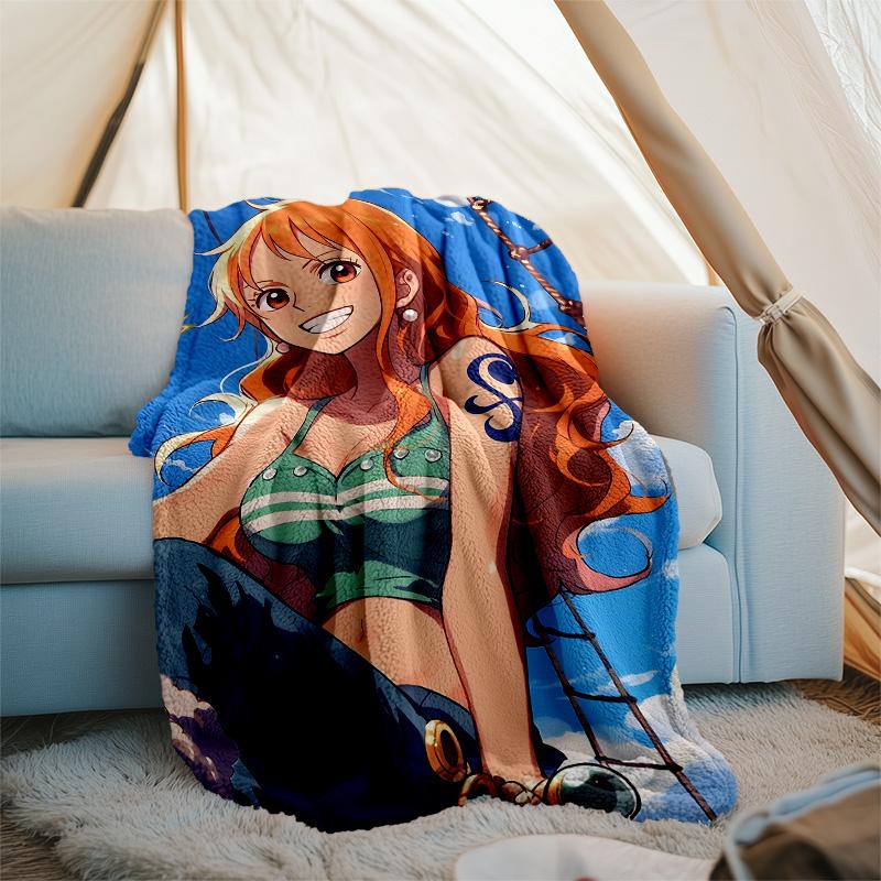 1pc N-Nami Theme Blanket - Digital Print, Polyester, Cozy for All Seasons, Perfect for Outdoor, and Travel
