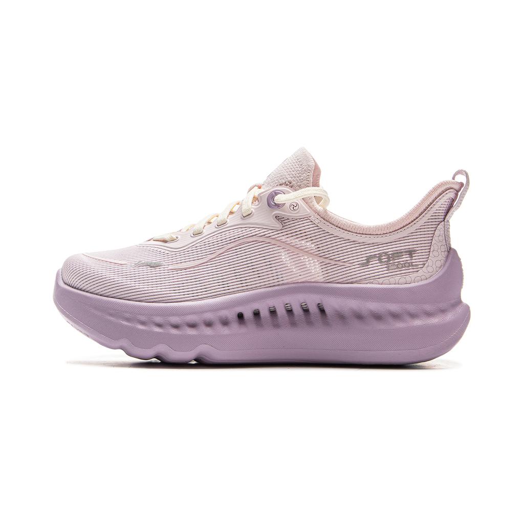 Li Ning Soft Cool 2 Comfortable Thick Sole Increase Height Breathable Lightweight Low Top Casual Shoes Women sneaker Light-Purple Pink AGLV010-9