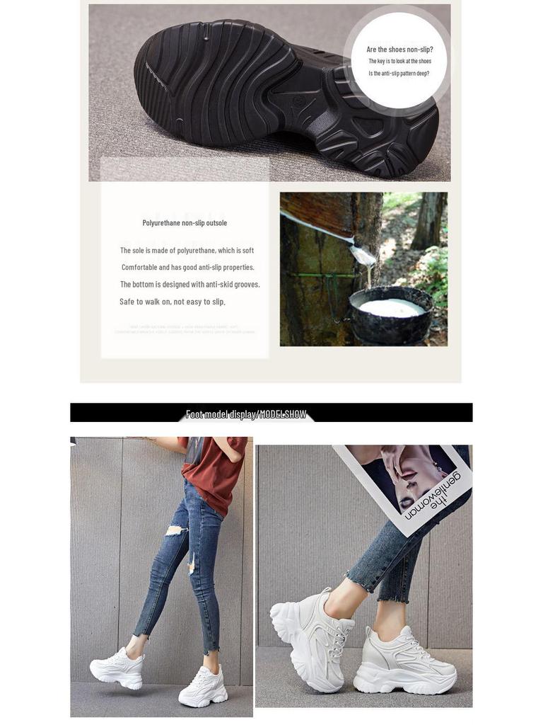 Women's Height-Increasing Dad Sneakers: 8cm Thick Sole, Breathable, Trendy, Casual Sports Shoes for Autumn (A8382)