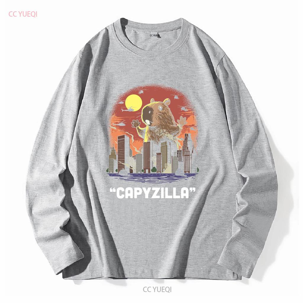 Funny Capybara T Shirt For Women Capyzilla Monster Her RodenT Mens Cappy Bara long or short sleeves vintage Washed Stretched