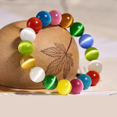 Katzenaugen-Perlen-Armbänder, Kristallstein, Regenbogen-Aura, bunt, für Frauen, Glücksschmuck, Mädchen-Geschenke