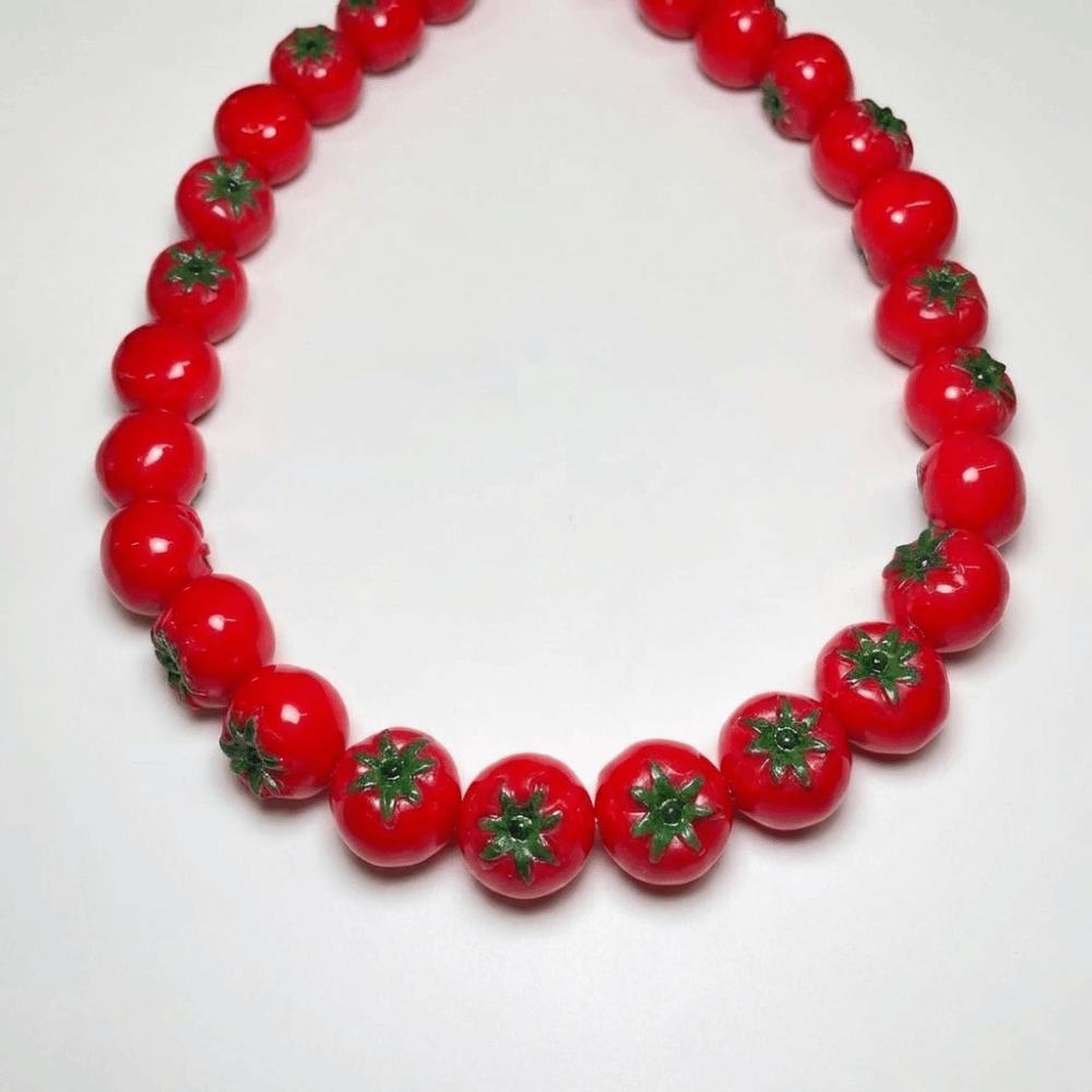 Layered Fruit Bead Necklace Stackable Retro Necklace Bohemian Colorful Choker Beach
