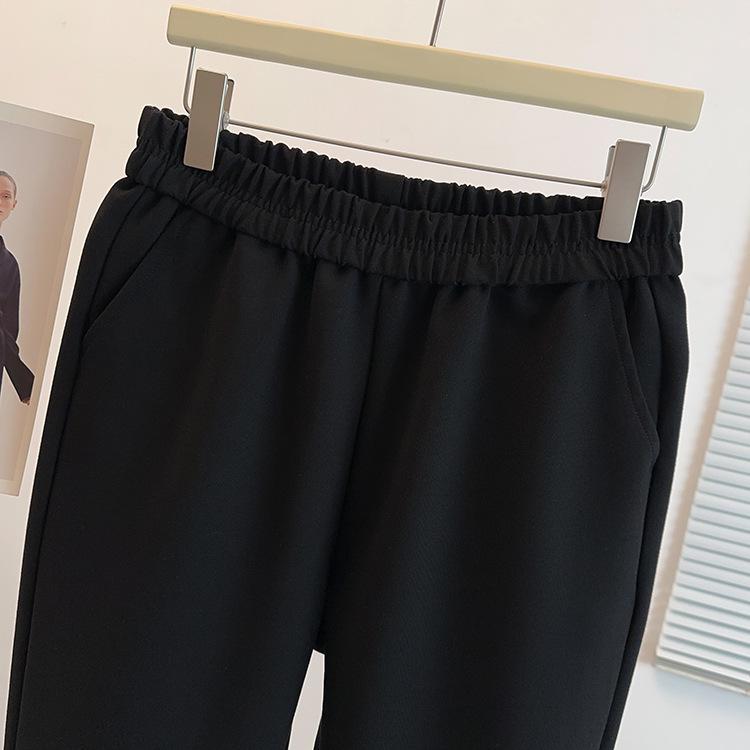 Pantalones Casuales Adelgazantes Negros de Primavera Temprana - Moda para Mujer Tallas Grandes 300 Jin MM