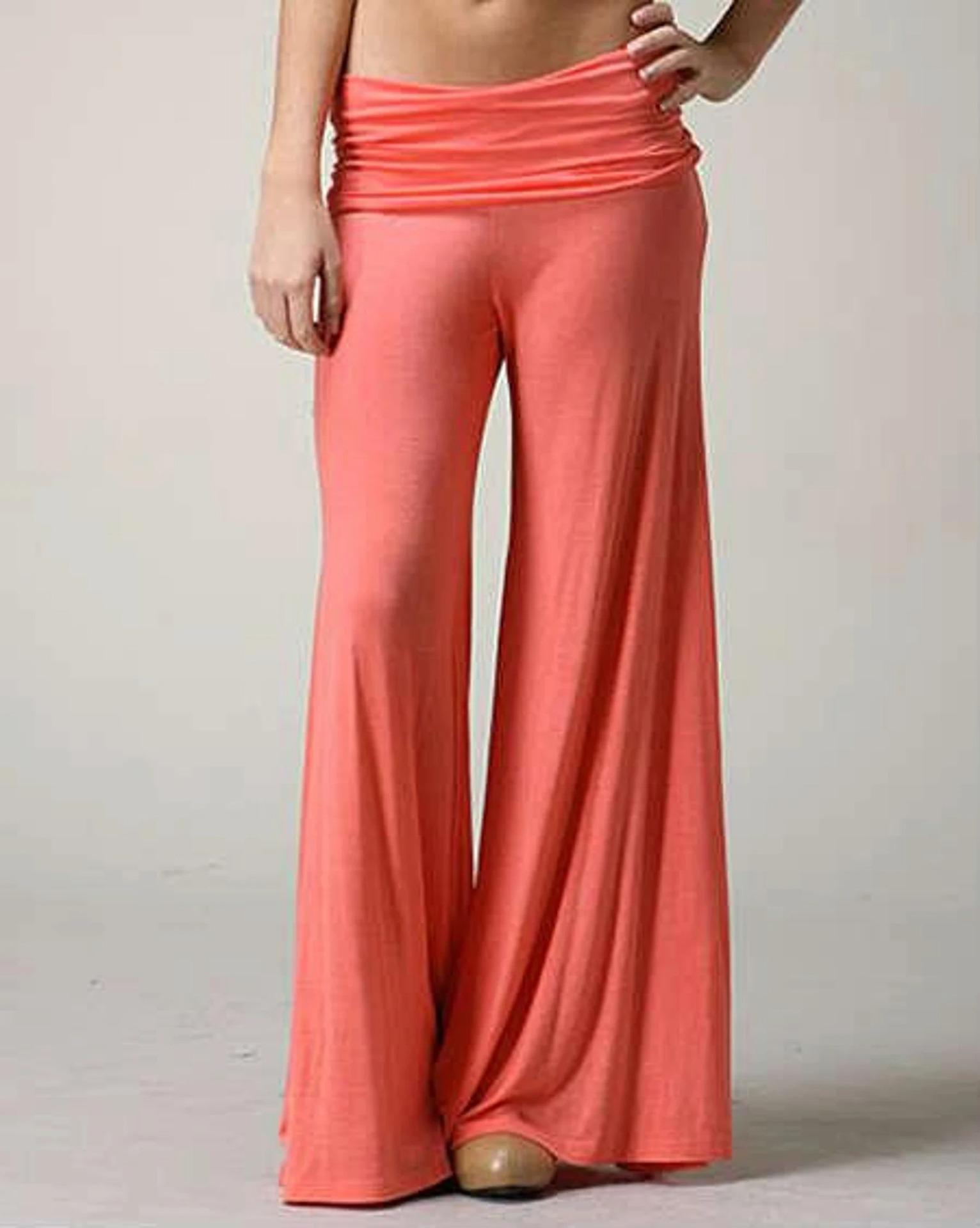 

Trendy Wide Leg Flare Yoga Pants - Solid Color Casual Fashion Medium оранжевый
