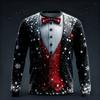 Christmas Fake suit Pattern 3D printed men's long sleeves T-shirt Happy New Year oversized T-shirt fun gift Cosplay Men clothes