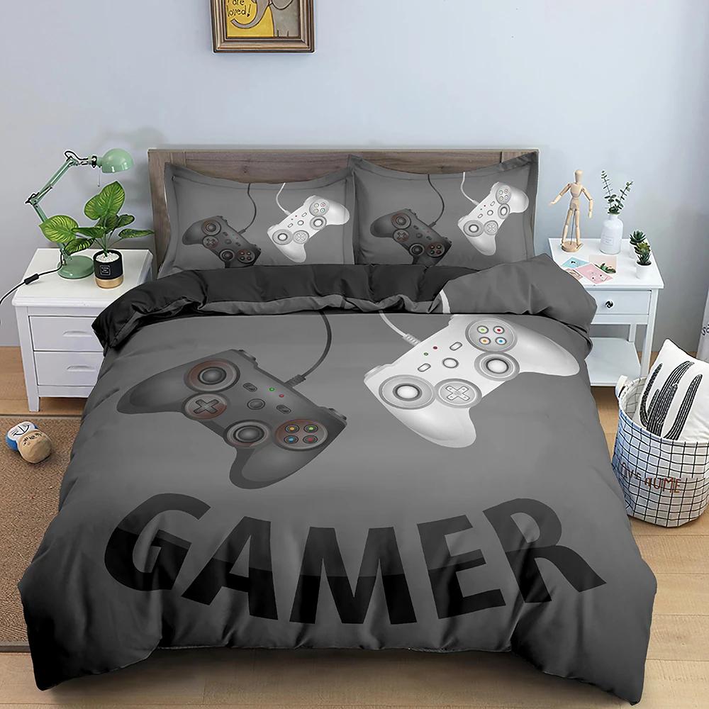 Games Comforter Cover Gamepad Bedding Set for Boys Kids Video Modern Gamer Console Quilt 2 or 3 Pcs Soft Twin Duvet Cover Set