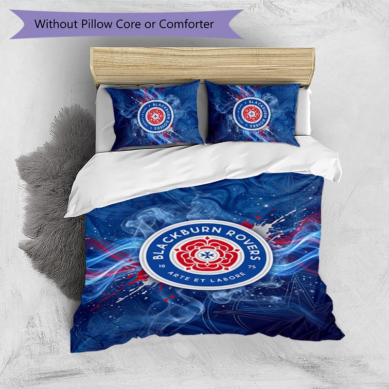 Blackburn Rovers Football Printed 3 Pieces Bedding Set, Comfortable Skin Friendly Bedroom Duvet Cover Set
