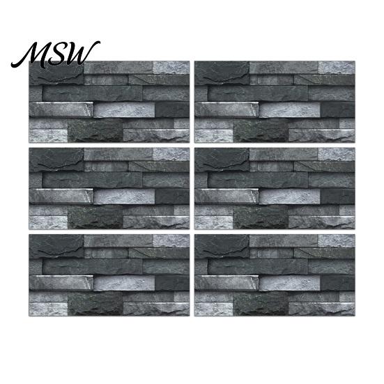 Realistic Rock Texture Wall Panels 6Pcs Vintage Faux Stone Self?Adhesive Tiles, Waterproof Oil?Proof Backsplash Adhesive Paper Sticker,