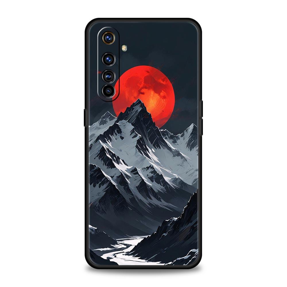 Black Mountain Peak Case For Realme C67 C63 C55 C53 C35 C25 C21 GT 2 3 5 6 10 11 12 13 Pro Plus 5G Soft TPU Phone Cover Fundas
