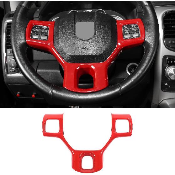 1x Steering Wheel Panel Cover Trim Accessories For Dodge Ram 1500 2010-2017 Red