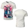 Hip-Hop Bunny Graphic Tee - Urban Streetwear Rabbit with Headphones, Splash Art Design, Soft Polyester, Men's T-Shirt S-XXL