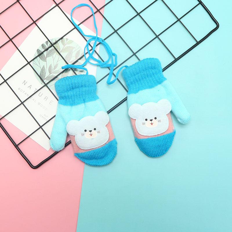 

Новые милые перчатки с рисунком кота, зимние плотные вязаные варежки для новорожденных, детские теплые перчатки для детей 0-4 лет синий