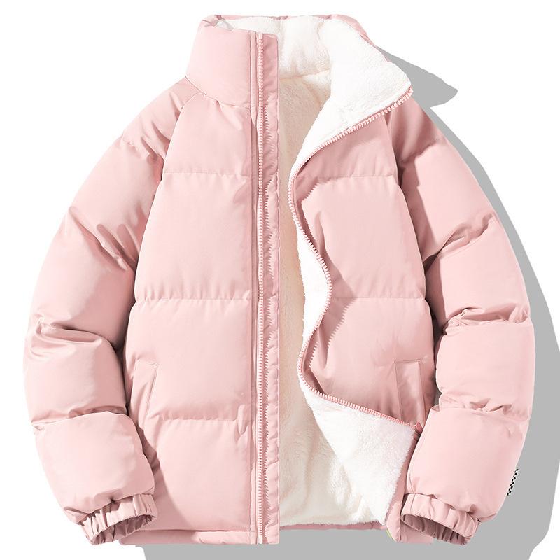 Couples Section of The Padded and Thickened Cotton Jacket Men and Women Winter Loose Stand-up Collar Cotton Jacket Men's Lamb's Wool Cotton Jacket