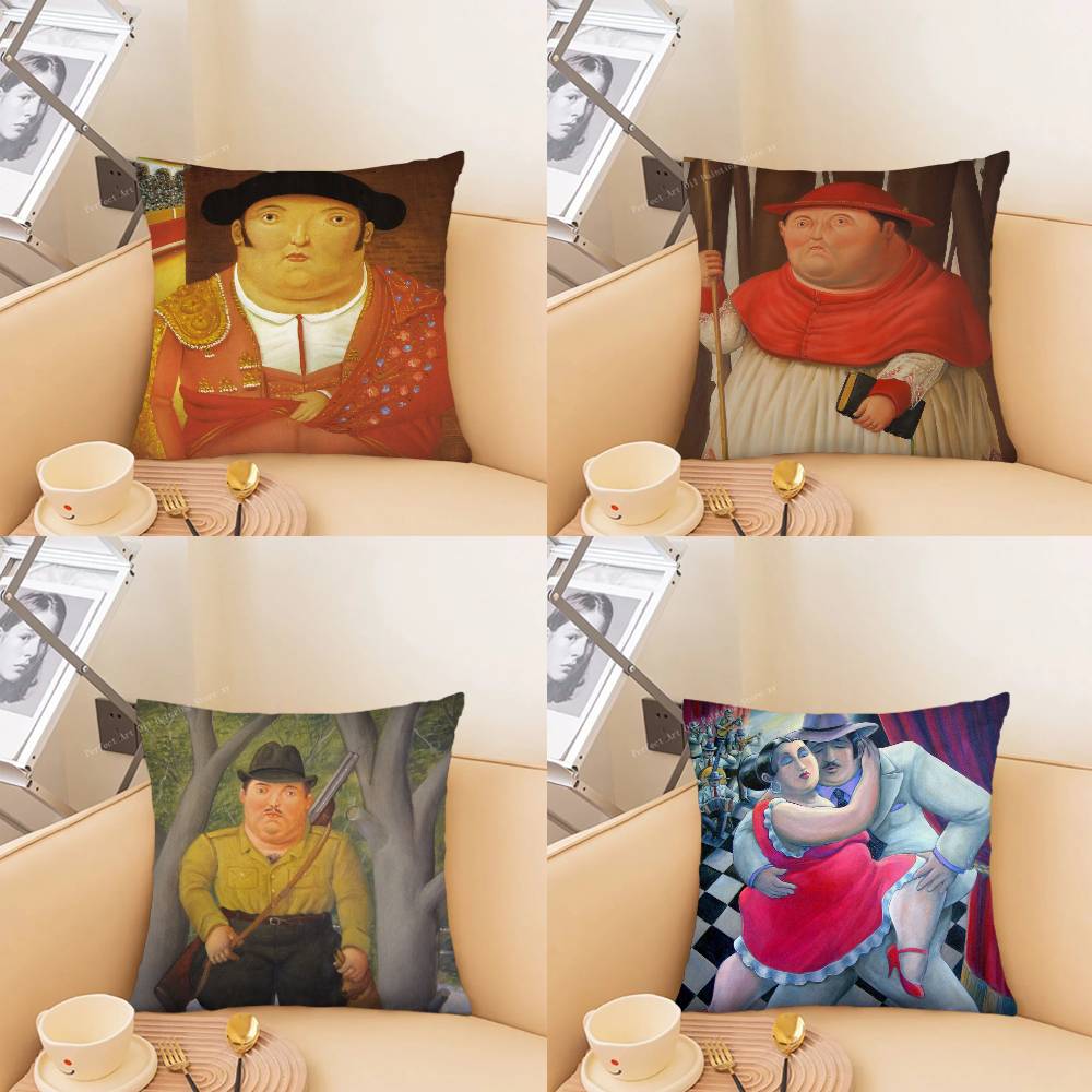 Fernando Mona Lisa Fat Character Art Pillow Case Fashion Square Pillowcase Bedroom Sofa Room Ins Decoration Leisure