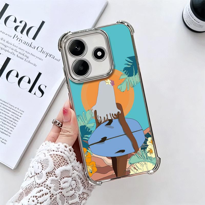 

Surfboard Surfing Surf Summer Soft Phone Case For Xiaomi Redmi Note 14 15 Pro Plus 13 12 11S 11T 5G 10 9S 9 Plating Anti-Fall Fu Redmi Note 12 4G